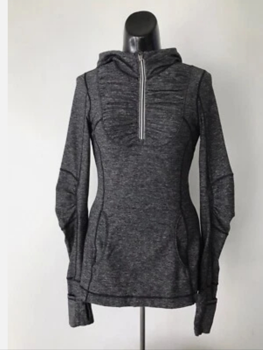 Lululemon Heather Charcoal Half-Zip Hooded Long-Sleeve Top